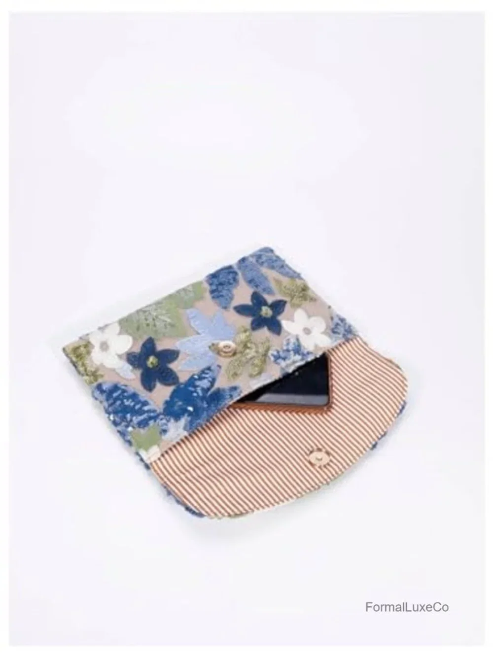 Floral Embroidery Sequin Beaded Evening Clutch Purse Party Bag
